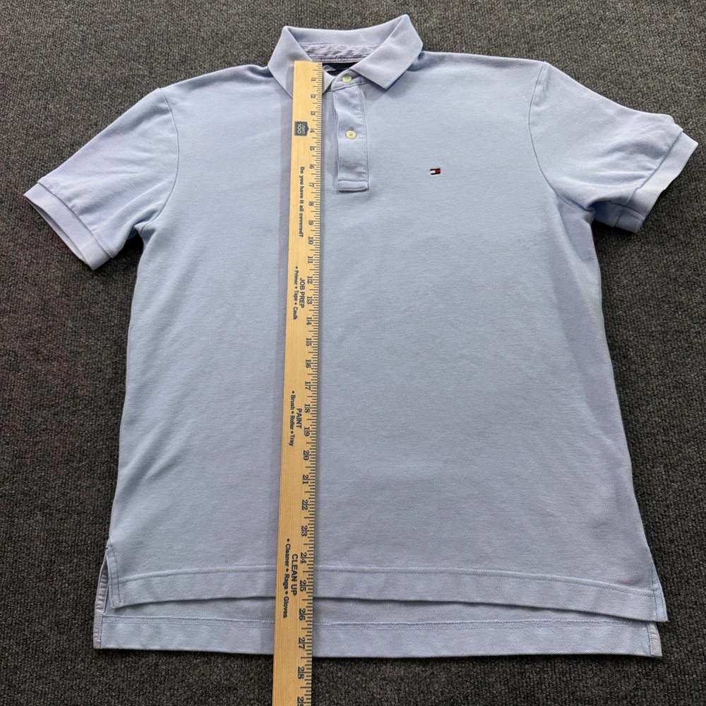 Tommy Hilfiger Polo Shirt Mens Medium Light Blue Cotton Pique Short Sleeve - Picture 7 of 9